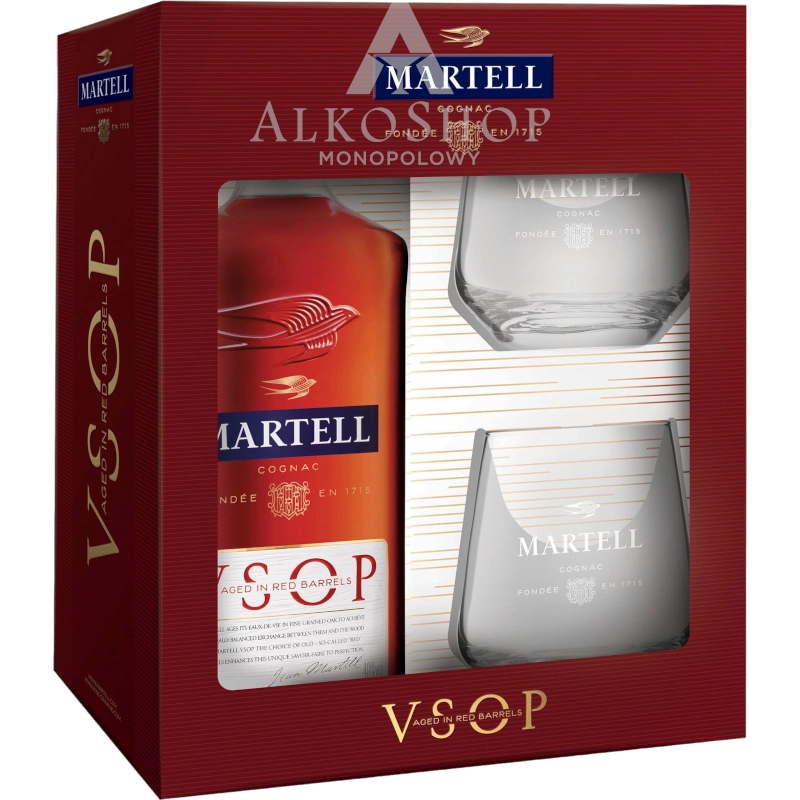 Koniak Martell VSOP 700 ml + 2 Szklanki / 40% | Sklep AlkoShop.pl