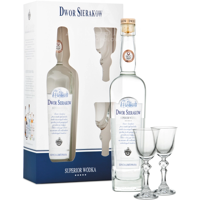 Wódka Dwór Sieraków Superior z Kieliszkami 700 ml / 40% | AlkoShop.pl