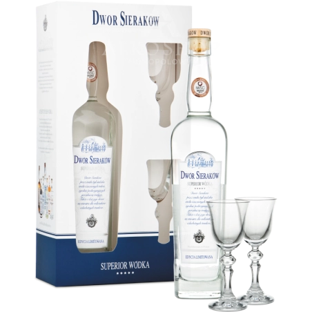 Wódka Dwór Sieraków Superior z Kieliszkami 700 ml / 40% | AlkoShop.pl