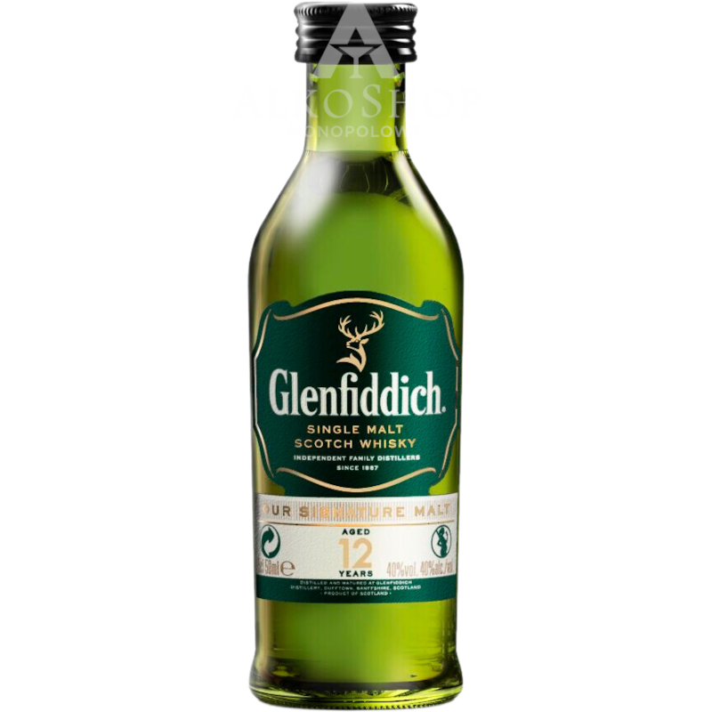 Whisky Glenfiddich 12yo 50ml / 40% | Sklep AlkoShop.pl