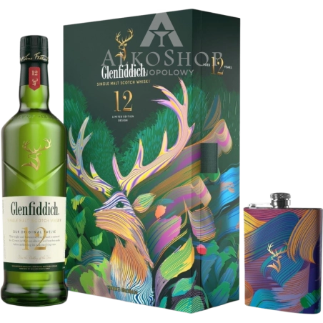Whisky Glenfiddich 12yo 0,7l +piersiówka / 40% | Sklep AlkoShop.pl