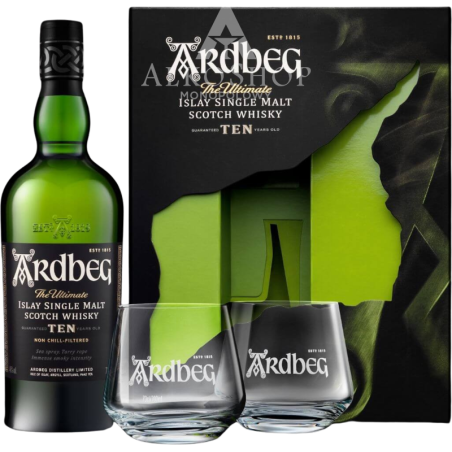 WHISKY ARDBEG 10YO / 46% / 0,7L +2 SZKLANKI