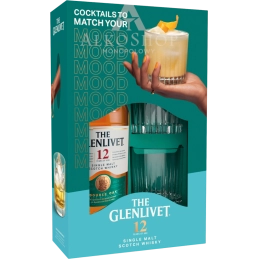 Whisky The Glenlivet 12 yo Double Oak + 2 Szklanki 700 ml / 40% | AlkoShop.pl