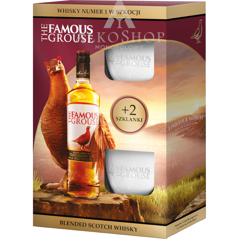 Whisky The Famous Grouse 0 7l 2 Szklanki 40 Sklep Alkoshop Pl