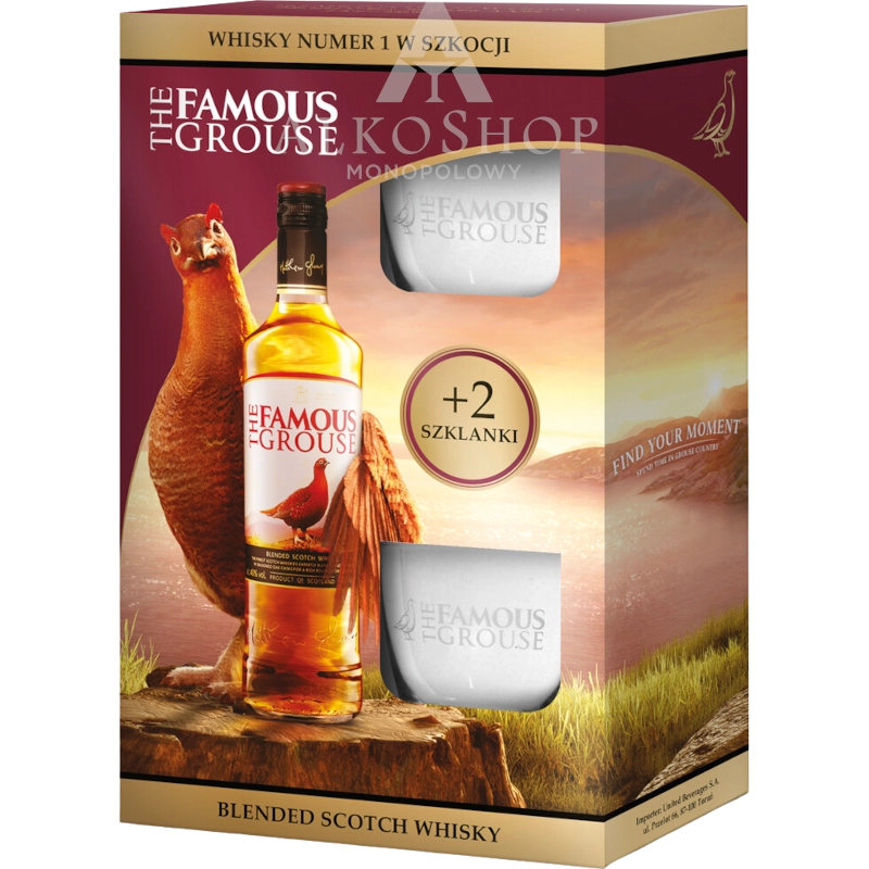 Whisky The Famous Grouse 0,7l +2 szklanki / 40% | Sklep AlkoShop.pl