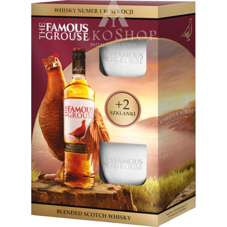 Whisky The Famous Grouse 0,7l +2 szklanki / 40% | Sklep AlkoShop.pl
