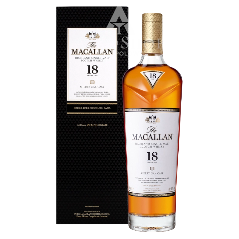 ウイスキー The Macallan 18 Sherry Oak 2023 Whisky The Macallan 18 yo Sherry Oak 2023 0,7l / 43