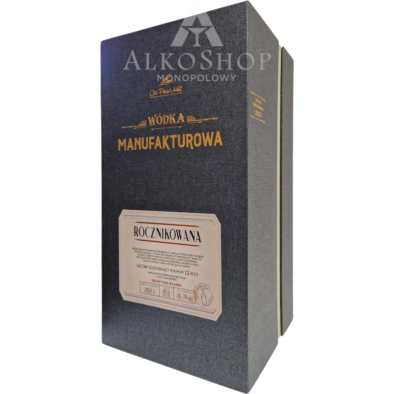Wódka Manufakturowa Rocznikowana 2023 700ml + 2 kieliszki / 46,3% | Sklep AlkoShop.pl