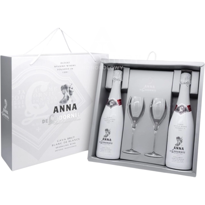 Wino Musujące Cava Anna Codorniu BDB / 2x 750ml + 2 Kieliszki / 11,5% | AlkoShop.pl